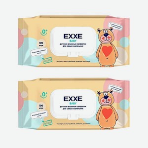 Влажные салфетки для детей EXXE Baby серия 0+ 100 штук 2 упаковки