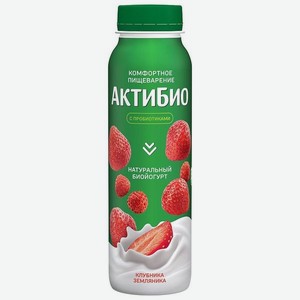 Биойогурт питьевой АКТИБИО Клубника/Земляника 1.5% 260г пэт