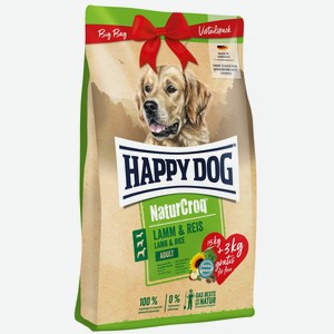 Промопак:Сухой корм Happy Dog Natur Croq Lamb and Rice для собак всех пород с ягненком и рисом 15 + 3 кг