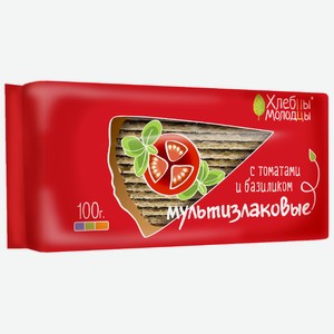 Хлебцы Хлебцы-молодцы мультизлаковые с томатами и базиликом, 100 г