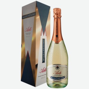 Вино игристое Marchesini Asti белое сладкое 0,75 л в подарочной упаковке