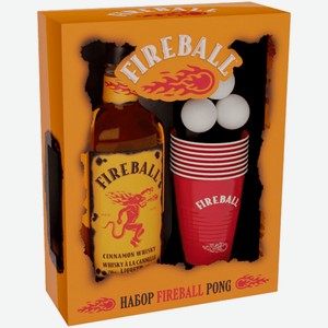 Напиток спиртной Fireball 0,75 л в подарочной упаковке + набор для Бир-Понга