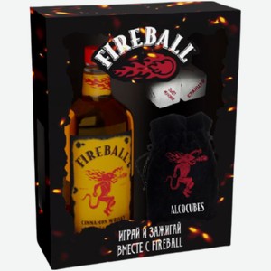 Напиток спиртной Fireball 0,75 л в подарочной упаковке + кубики в мешке