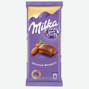 Шоколад плитка Milka молочная с цельным миндалем, 90 г