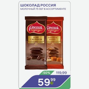 Шоколад Россия МОЛОЧНЫЙ 75-82Г В АССОРТИМЕНТЕ