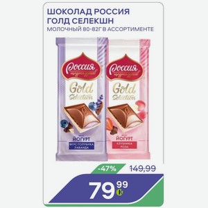 Шоколад Россия Голд Селекшн Молочный 80-82г В Ассортименте