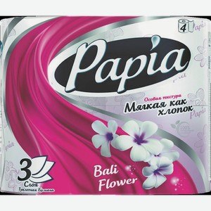 Бумага Туалетная Папиа Балийский Цветок 3сл 4шт