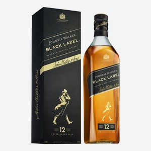 Виски шотландский Johnnie Walker Black Label в подарочной упаковке, 1л Великобритания