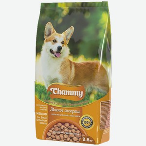 Корм сухой 2,5 кг Chammy для собак средних пород мясное ассорти м/уп