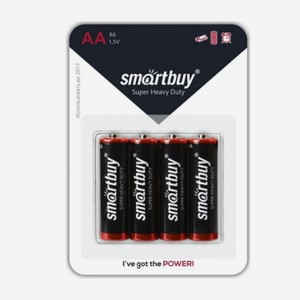 Батарейки солевые 4 шт Smartbuy AA R6 SBBZ-2A04B блистер