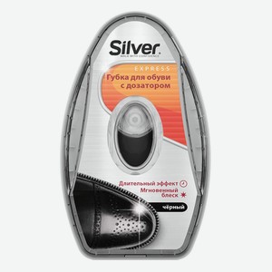 Губка-блеск для обуви 1 шт Silver Premium с дозатором силикона 6 мл черная п/уп