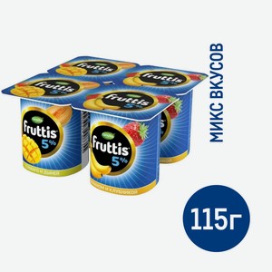 Йогуртный продукт Fruttis C манго и дыней/c бананом и клубникой 5%, 115г Россия