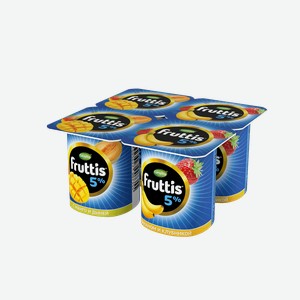 Продукт йогуртный Fruttis Сливочное лакомство дыня-манго-банан-клубника 5%, 115г
