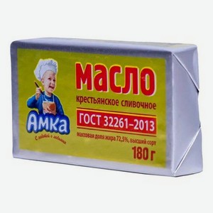 Сладкосливочное масло Амка 72,5% БЗМЖ 180 г