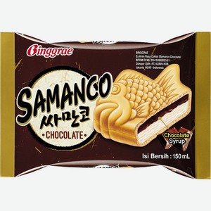 Мороженое Binggrae Samanko Рыбка с шоколадным сиропом в вафле 91г