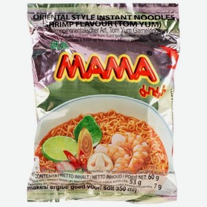 Лапша тайская быстрого приготовления Mama со вкусом Креветки Том-Ям