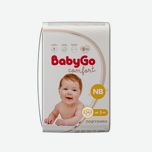 Подгузники BabyGo Comfort NB до 5кг 34шт