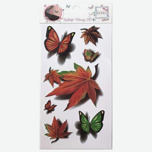Набор тату 3D Lukky Fashion «Бабочки и листья»