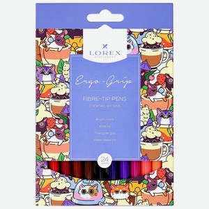 Фломастеры Lorex Stationery для рисования Cocktail kittens 24 цвета трехгранные