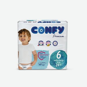Подгузники CONFY детские Premium 15+ кг размер 6 24 шт