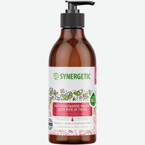 Биоразлагаемое натуральное мыло для рук и тела Пачули и ароматный бергамот SYNERGETIC 380 мл