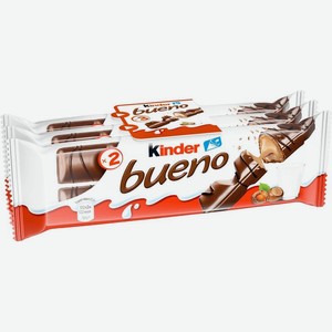 Вафли в молочном шоколаде Kinder bueno с молочно-ореховой начинкой, 3 шт. ×