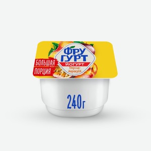 Йогурт вязкий живой Фругурт, Персик-Маракуйя, 2%, 240г