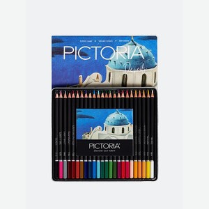 Набор цветных карандашей PICTORIA Architecture 24 шт в металлической коробке