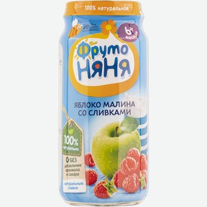 Пюре фруктовое с 6 мес Фрутоняня Сливки Яблоко малина Прогресс с/б, 250 г