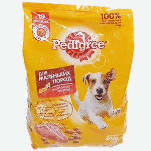 Корм 0,6 кг Pedigree сухой для взрослых собак малых пород Говядина м/уп