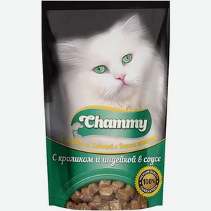 Корм 85 гр Chammy для кошек с кроликом и индейкой в соусе м/уп