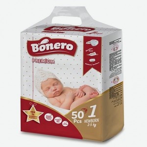 Подгузники BONERO New Born 1 от 2 - до 5 кг 50 шт