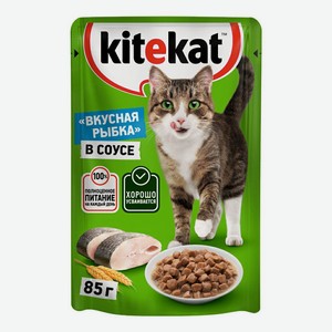 Влажный корм Kitekat Вкусная рыбка в соусе для кошек 85 г