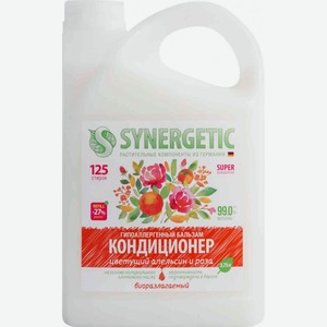 Кондиционер для белья биоразлагаемый гипоаллергенный Synergetic Цветущий апельсин и роза, 3,75 л