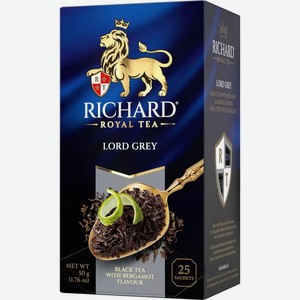 Чай черный Richard Lord Grey с ароматом бергамота и лимона в пакетиках, 25 шт.