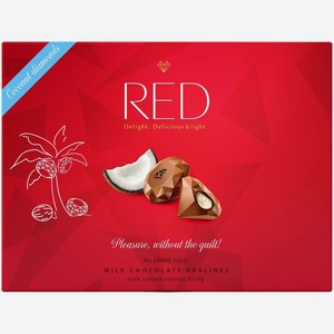 Набор конфет Red из молочного шоколада с кокосовой начинкой без сахара