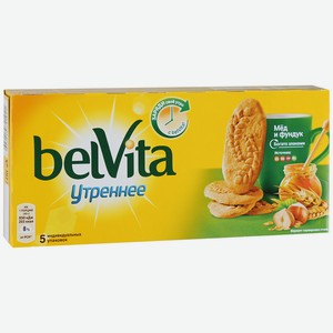 Печенье утреннее витаминное с фундуком/медом BelVita, 0.225 кг
