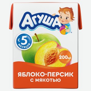 Сок детский Агуша Яблоко-Персик с мякотью 200мл с 5 месяцев