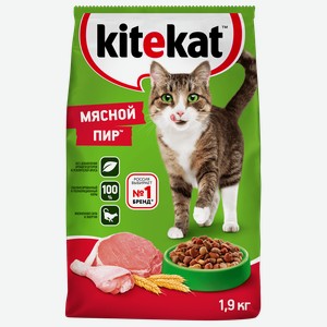 Сухой полнорационный корм KITEKAT™ для взрослых кошек «Мясной Пир»