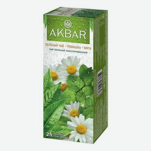 Чай зеленый Akbar ромашка-мята в пакетиках 25 шт