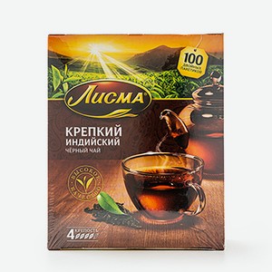 Чай черный Лисма Крепкий индийский 100пак х 2г, Россия