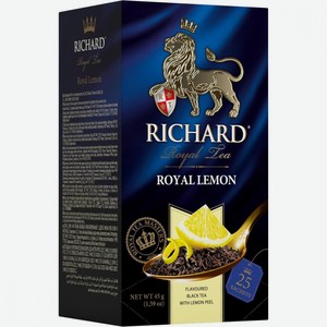 Чай черный Ричард Роял Лемон, 25 пакетиков по 1,7 г