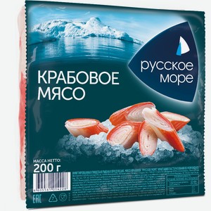 Мясо крабовое  Русское море  имитация пастеризованное мороженое 0.2 кг