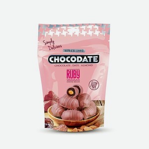 Финики CHOCODATE с миндалем в рубиновом шоколаде 100г