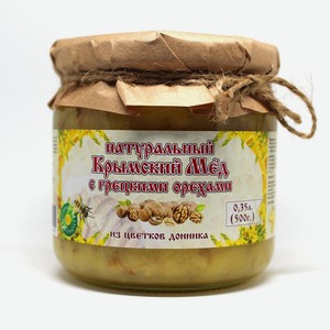 Мёд 0,350 мл Крымский мед из цветков донника + грецкий орех ст/б
