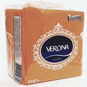 Салфетки 80 шт Verona бумажные однослойные оранжевые м/уп