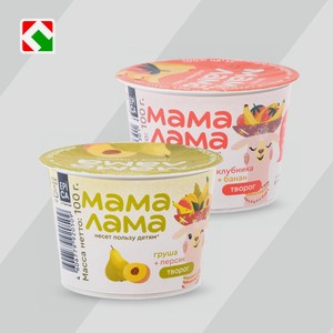 Творог  МАМА ЛАМА , 3,8%, 100 г: -Персик/Груша -Клубника/Банан