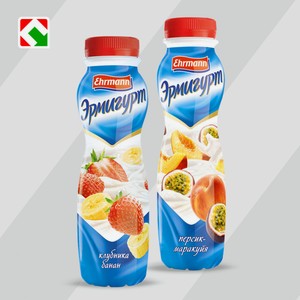 Напиток йогуртный  Эрмигурт , 1.2%, 290г - клубника-банан - персик-маракуйя