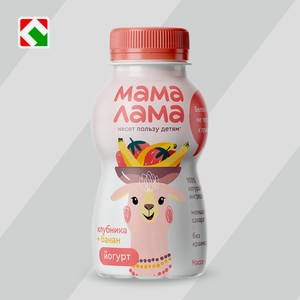 Йогурт питьевой  МАМА ЛАМА , 2.5%, 200 г Клубника/Банан