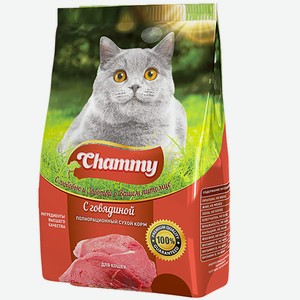 Корм сухой 350 г Chammy для кошек с говядиной м/уп